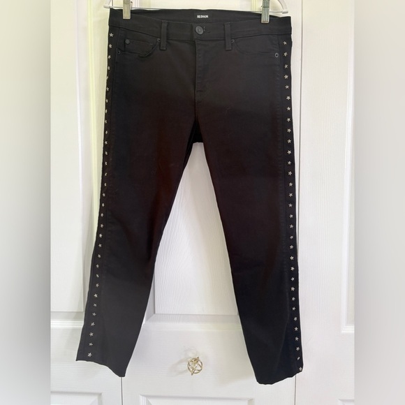 HUDSON Jeans Luna Mid Rise Black Metal Stars Denim Skinny Ankle Sz 29 - Picture 5 of 12